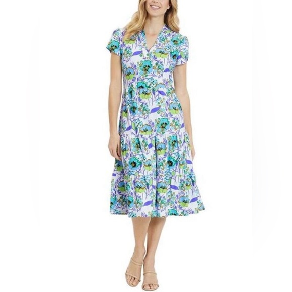Jude Connally Libby Floral Tiered Midi Dress - Size XL - Picture 1 of 9
